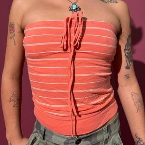 Vintage 90’s pink stripe tube top 🌸